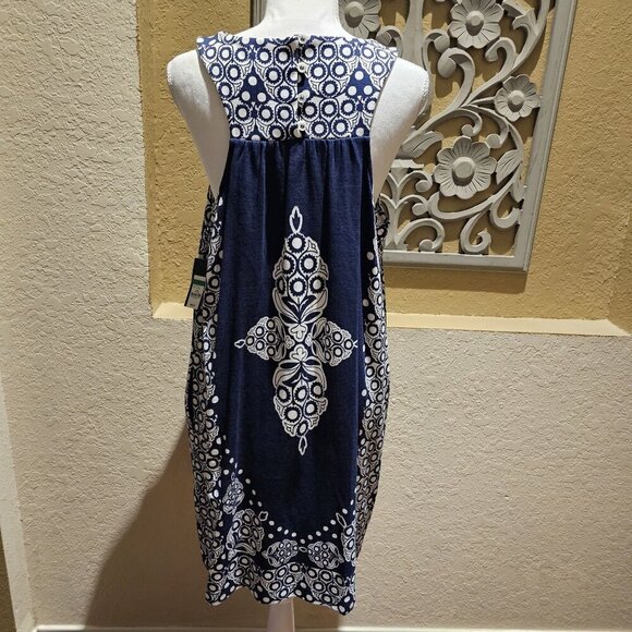 Crown & Ivy Large Sun Dress Boho Garden Party Paisley Beach Cover Nautical NEW - Picture 2 of 10